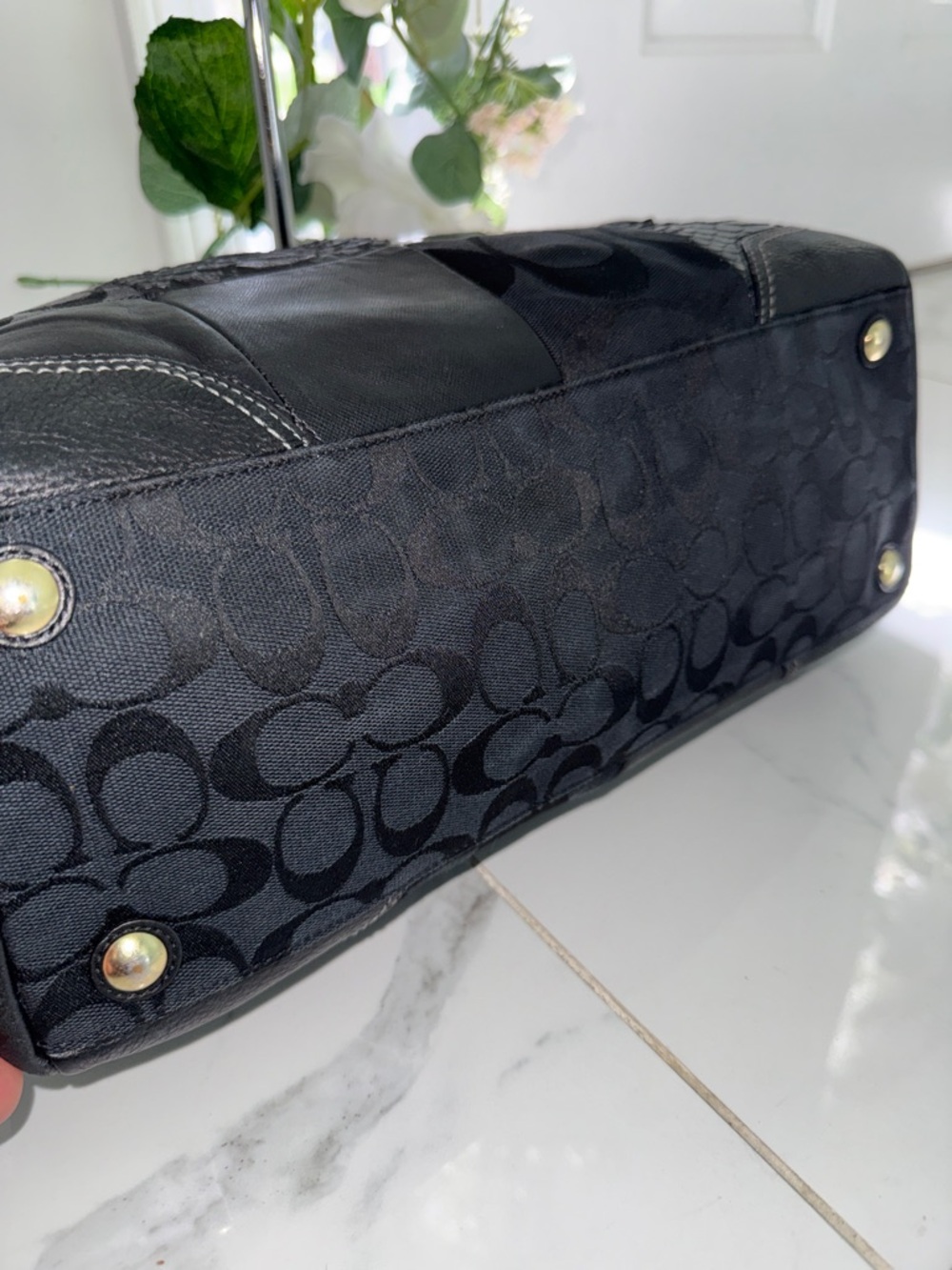 Coach vintage Black Patchwork Tote with Gold-Tone Hardware - Picture 9 of 15